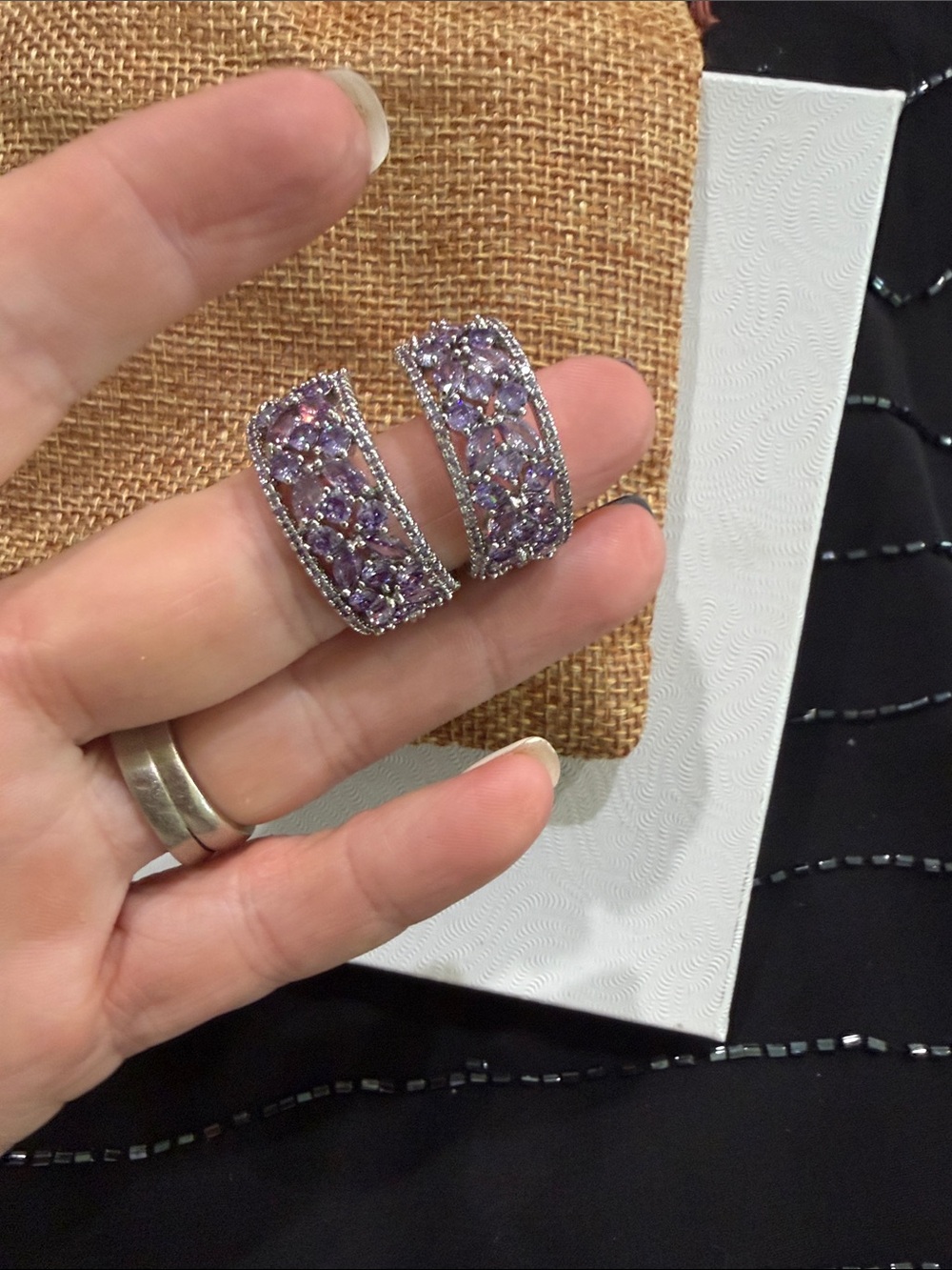 Lavender Crystal Hoop Earrings — Women Jewelry